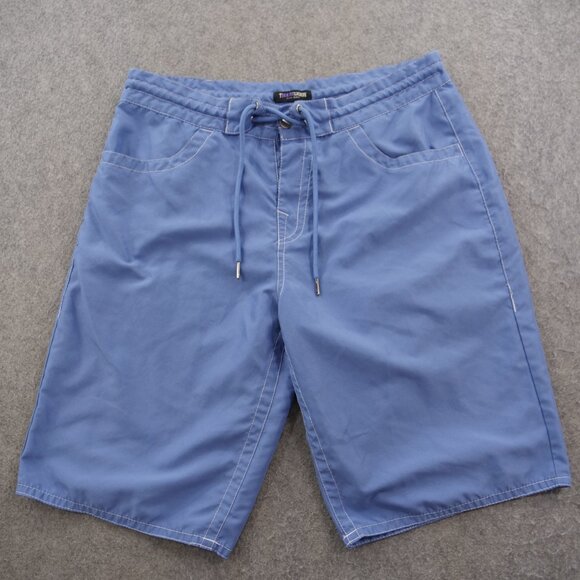 True Religion Shorts Mens 31 Blue Board Swim Surf Trunks Flip Pockets Drawstring - Picture 1 of 14